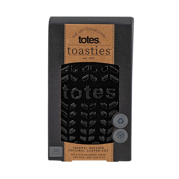 totes® Mens Thermal Original Slipper Sock Black Extra Image 1